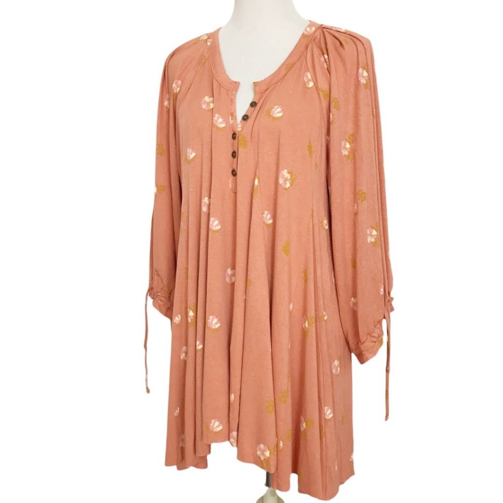 Free People/ We The Free Winter Sun Tunic Floral Print Cinnamon Combo XS NWT